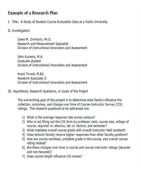 how to make a research plan for a science project