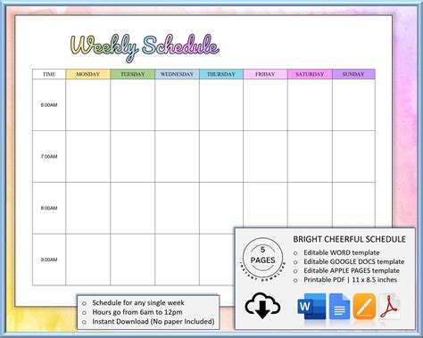 how to make a schedule chart in word