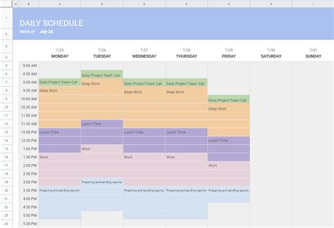 how to make a schedule on google spreadsheets