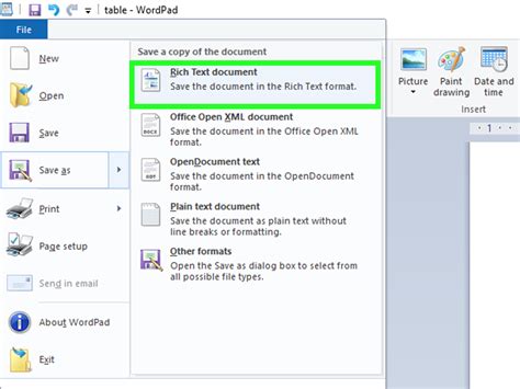 how to make a schedule on wordpad