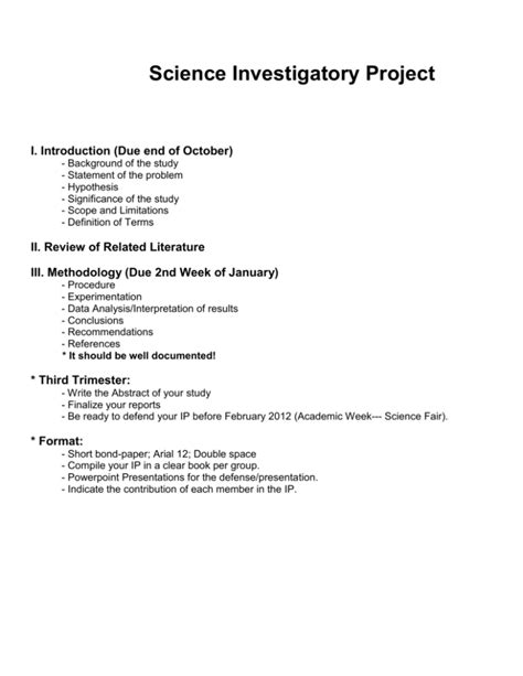 how to make a science investigatory project introduction