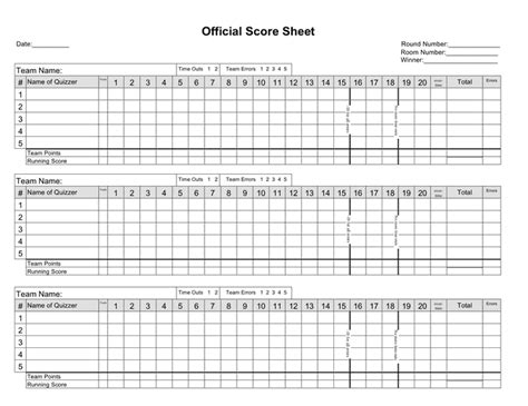 how to make a score sheet in excel