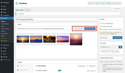 how to make a scrolling gallery in wordpress