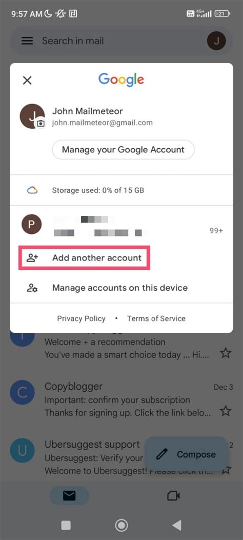 how to make a second gmail account on android