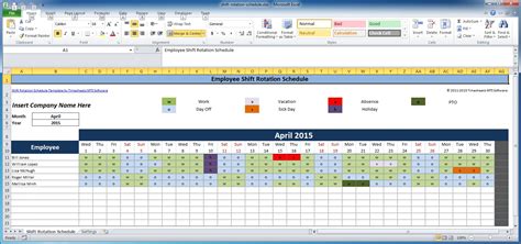 how to make a shift work calendar on excel