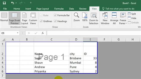 how to make a single page in excel