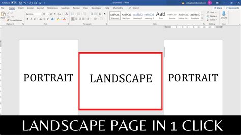 how to make a single page landscape in word