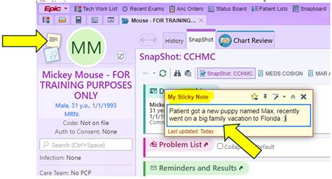 how to make a sticky note in epic