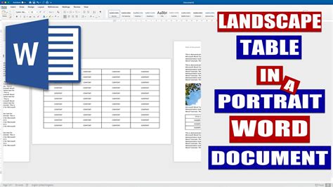 how to make a table in word landscape