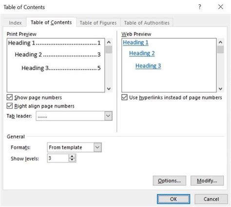 how to make a table of contents in word without headings