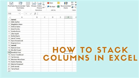how to make a table one column in excel