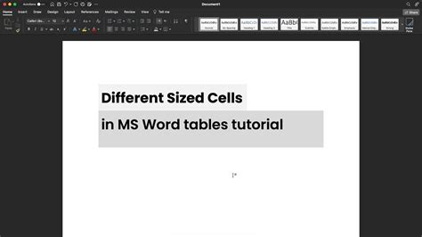 how to make a table with different sized cells in word