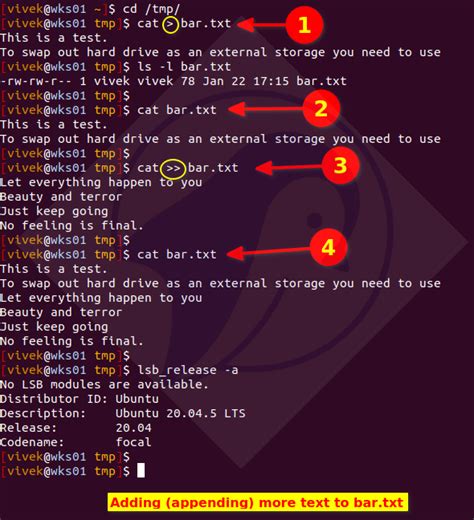 how to make a text file in linux command