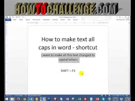how to make a text in word all caps
