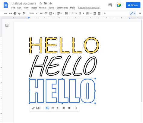 how to make a text on google docs