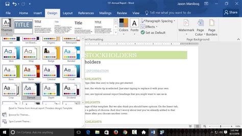 how to make a theme in word