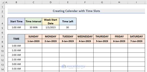 how to make a time schedule in excel