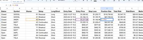 how to make a trading journal in google sheets