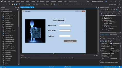 how to make a windows form application in visual studio code