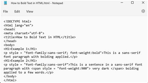 how to make a word bold in html