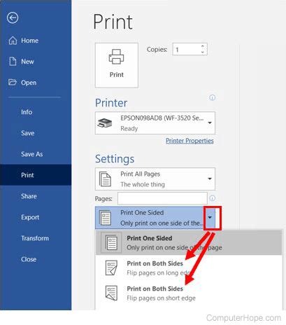 how to make a word doc print double sided