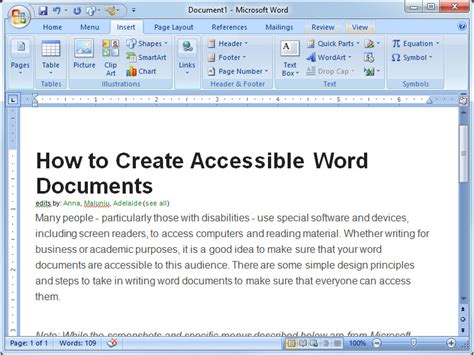 how to make a word document accessible