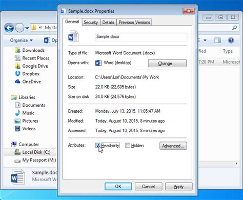 how to make a word document read only without password