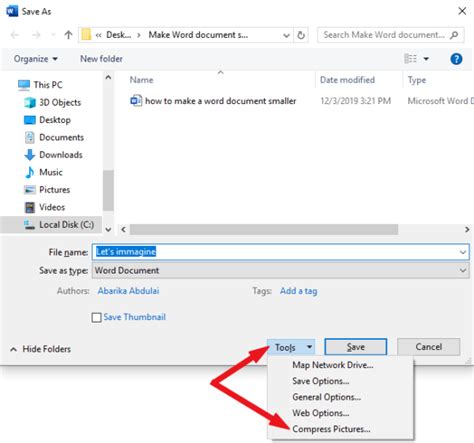 how to make a word document smaller file size