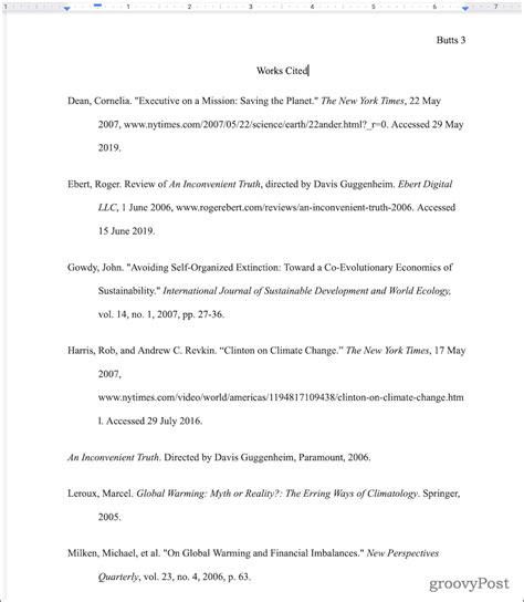 how to make a work cited page on google docs mla format