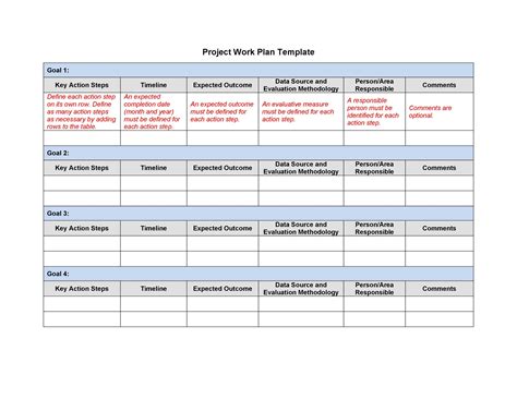 how to make a work plan template