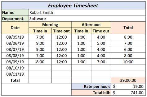 how to make a work time sheet in excel
