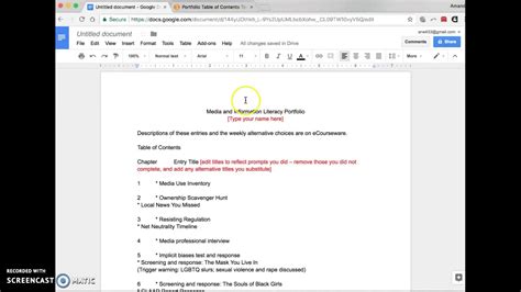 how to make a writing portfolio on google docs