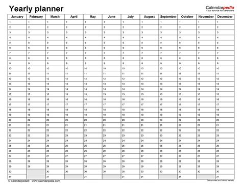 how to make a year planner on excel