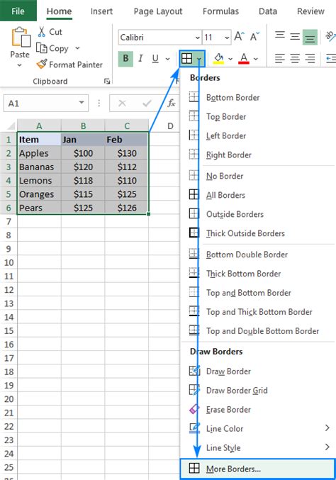 how to make all borders the same in excel
