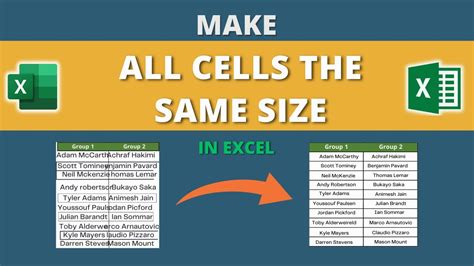 how to make all cells the same size in excel mac
