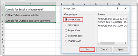 how to make all letters capital in excel column