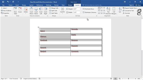 how to make all tables the same size in word