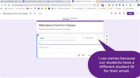 how to make an attendance form in google forms