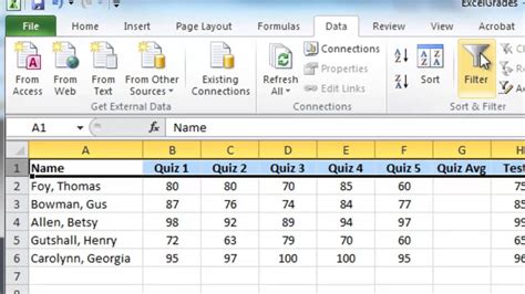 how to make an excel gradebook