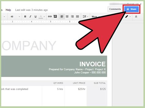how to make an invoice in google docs