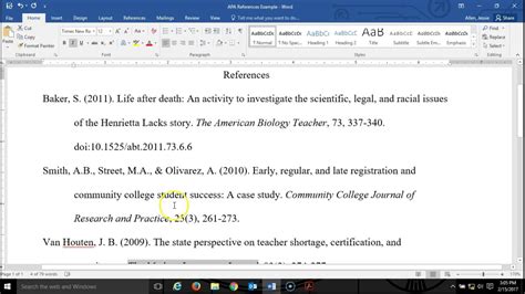 how to make apa reference page on word