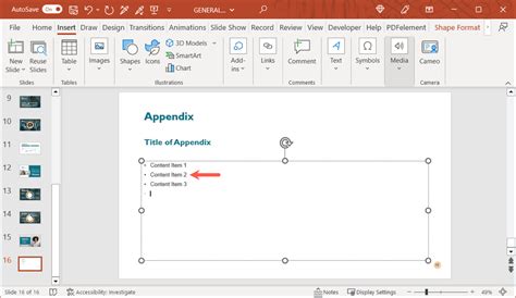 how to make appendix in ppt