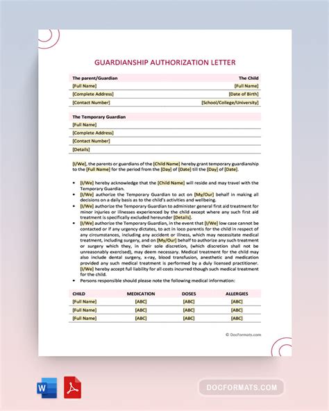how to make authorization letter for guardianship