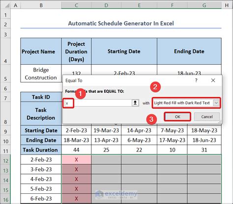 how to make automatic timetable in excel