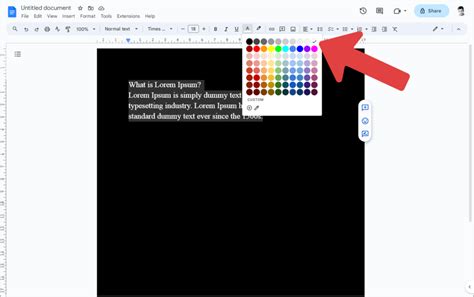 how to make background black on google docs