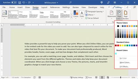 how to make background in word a different color
