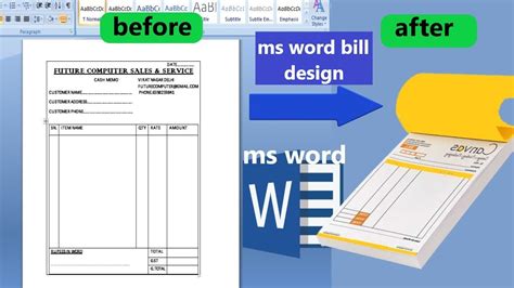 how to make bill book in ms word