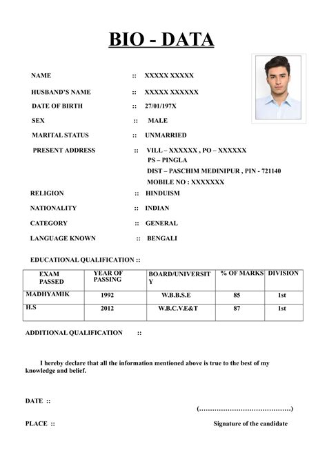 how to make bio data form