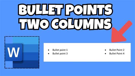 how to make bullets into two columns in word