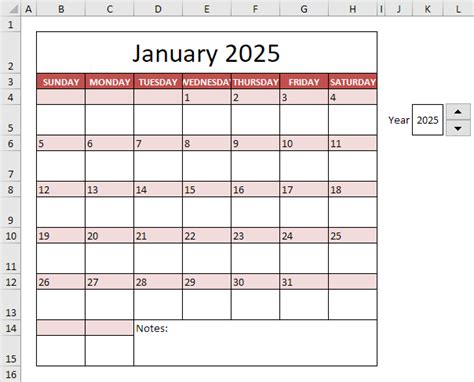 how to make calendar in excel for 2025